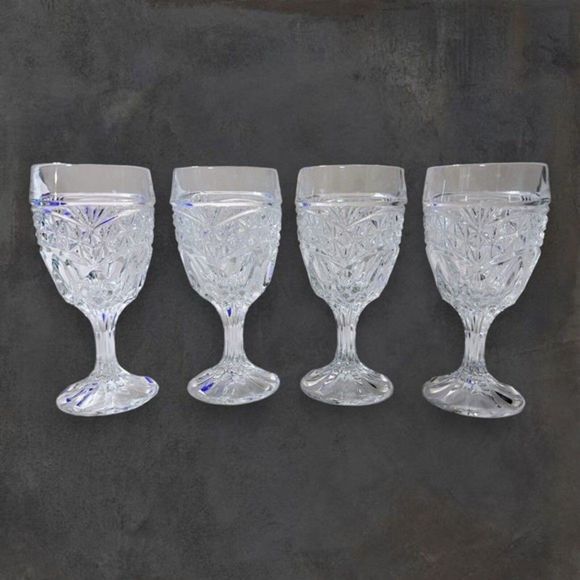Crystal‎ D'Adriana Luna Set of 4 Clear Wine Water Glass Goblet Stemware 5.75" - Picture 1 of 7